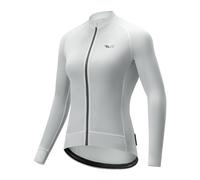 ROCKBROS TVI Maglia Corsa Donna, Asciugatura Rapida Manica Lunga, Magliette Ciclismo Traspirante, Abbigliamento per Bici da Strada, Fitness, Arrampicata, Escursione, Bianco, Grigio