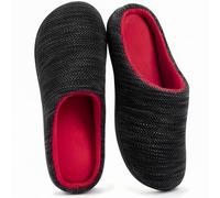 RockDove Pantofole da uomo in memory foam a due toni, nero rosso, 48 EU