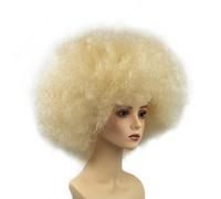 Rocker Punk Parrucca per adulti, parrucca per feste, anni '70, soffice testa esplosiva, capelli sintetici per carnevale e tema, Halloween, Natale, cosplay, discoteca, oro