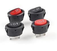 Rocker Switch 5pcs KCD1 Interruttore a bilanciere piccolo rotondo 25 * 16,5 mm mini bianco rosso 2 pin a 3 interruttore di alimentazione con luce 6a/250(3p With Red Light)