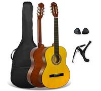 Rocket CG12BL chitarra classica pack chitarra 4/4 Natural | Custodia, capotasto e plettri inclusi. Corde in nylon morbide, suono corposo - prima chitarra ideale