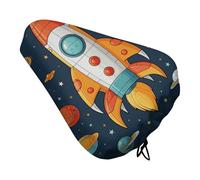 Rocket Clipart Space Ship - Coprisedile per bicicletta, imbottito, extra largo, per donne, uomini, comfort, impermeabile, con coulisse, adatto per strada, montagna, esercizio/
