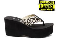 Rocket Dog Sgualcito Leon Plateau Leopardo Donna Sandali Infradito Estivi Beach