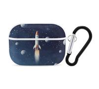Rocket in Space AirPods Pro Custodia protettiva con anello portachiavi, custodia protettiva rigida per AirPods Pro di seconda generazione, per donne e uomini, facile da aprire, protezione contro le