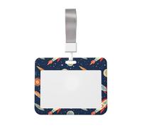 Rocket in Space ID Badge Holder impermeabile ID Key Card Holder Name Tags Cover protettiva con finestra trasparente ID per donne uomini ufficio personale insegnante infermiera