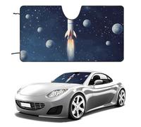 Rocket in Space - Parasole per parabrezza dell'auto, per mantenere fresco l'interno dell'auto, 129,5 x 71,1 cm, parasole pieghevole per finestrino anteriore, scudo termico per SUV, camion, blocca i