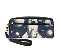 Rocket in Space Print Makeup Bag per le donne Impermeabile Sacchetto di Toilette Scuola Ufficio Viaggi Uso quotidiano