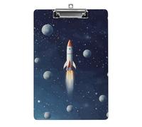 Rocket in Space - Tavoletta portablocco in acrilico alla moda, 31,8 x 21,6 cm, formato A4, clip in acrilico per aule, insegnanti, forniture per ufficio