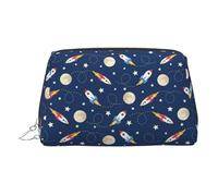 Rocket in Space Trousse da viaggio per trucchi con scomparti, borsa da toilette portatile per donne, Argento, One Size
