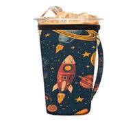 Rocket Planet Trip - Custodia riutilizzabile per caffè freddo con manico, portabicchieri isolato in neoprene per bevande fredde, tazza da caffè accogliente, adatta a tazze, bicchieri, tazze da 510-907