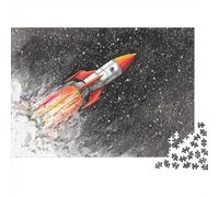 Rocket Ship in Space Puzzle Impossible 1000Pcs Decorazione Per La Casa. Giochi Rilassamento E Intelligence Per Adulti E Bambini Da 12 Anni 38x26cm/1000pcs