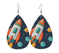 Rocket Space Ship Cartoon Hd Orecchini Moda Orecchini In Pelle Divertenti Pendenti Per Donna Carnevale