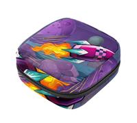 Rocket viola che vola sopra la luna kit primo periodo per ragazze, salvaslip tampone, borsa mestruale, supporto per assorbenti con cerniera, organizer per tovaglioli sanitari