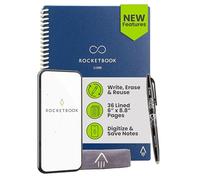 Rocketbook New Core - Quaderno a spirale riutilizzabile, dimensioni 15 x 20 cm, pagine a righe, collegate all'app, cancellabile, copertina resistente, ideale per scuola, lavoro e progetti creativi