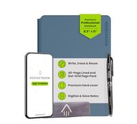 Rocketbook PRO 2.0 - Taccuino digitale riutilizzabile, formato A4, colore blu acciaio, con 20 fogli a righe e con griglia a punti, copertina rigida in pelle vegana con penna Pilot Frixion