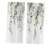 rockible 2 Pezzi Tende da Finestra con Foglie Verdi, Decorazione, Regalo di Inaugurazione della Casa, Tende Lisce in Stile Rustico per dei Bambini, 70x100 Cm