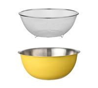 rockible 2x 304 Colino in acciaio inossidabile, con ciotola per mescolare, scolapasta, con bacinella per lavare il riso, set di colini per alimenti, 24 Cm