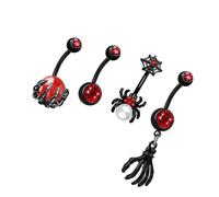 rockible 4 Pezzi Anello per Ombelico Pendenti Gioielli per Piercing all'ombelico Pendenti per Il Corpo per Halloween, Rosso
