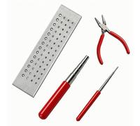 rockible 4 Pezzi Pinze per Gioielli Professionale | Impugnature Ergonomiche Rosse, Piastra di motura con Mandrini e Pinze, Kit per Creazione Gioielli con Mandrini