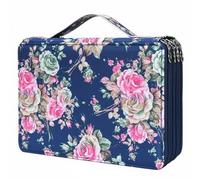 rockible Astuccio a Tre Scomparti Compatto Astuccio con Maniglia Multifunzione Trousse per, Blue Rose