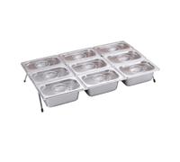 rockible Bacinella a 3 Scomparti con Coperchio da Banco Contenitori Igienico Vassoi per Buffet, 3 Scomparti 6.5cm + Supporto 8cm + Coperchio PC