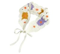 rockible Bandana all'uncinetto da donna, fatta a mano, morbida e leggera, graziosa sciarpa per la testa, Viola Gialla