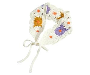 rockible Bandana all'uncinetto da donna, fatta a mano, morbida e leggera, graziosa sciarpa per la testa, Viola Gialla