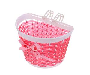 rockible Bicicletta da Ragazza, Cestino Anteriore, Fiocco, Stabilizzatori per, Custodia per Bicicletta per Bambini, Rosso, 21x14x15cm
