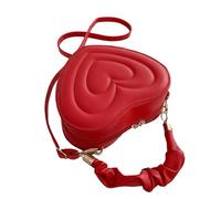 rockible Borsa a tracolla a forma di cuore Borsa con tracolla regolabile in pelle PU adorabile regalo, Rosso