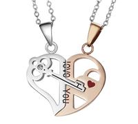 rockible Collana a Forma di Cuore, Collana per Coppia, Cuore Spezzato, Collana per Coppia di Amici, Ciondolo Coordinato con Puzzle a Cuore con Catena, Oro