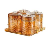 rockible Contenitore per alimenti, robusto e professionale, con cassetto per chicchi di caffè, multifunzione, porta condimenti, con vassoio, utensile da cucina, Ambra