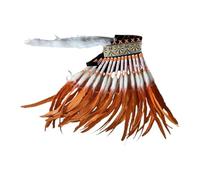 rockible Copricapo Indiano con Piume Artificiali, Fascia per Capelli per Spettacoli di Danza, Arancia