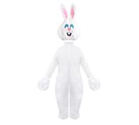 rockible Costume da Coniglio Bambini Tuta Travestimento Maschera Coprimani E Copripiedi in Poliestere Comodo con Orecchie Lunghe Buffo Adatto per Recite, Bianco, S