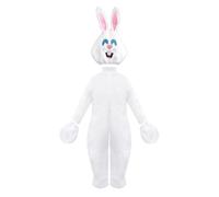 rockible Costume da Coniglio Bambini Tuta Travestimento Maschera Coprimani E Copripiedi in Poliestere Comodo con Orecchie Lunghe Buffo Adatto per Recite, Bianco, L