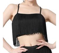 rockible donna con frange e nappe Top corto per danza del ventre per travestimenti festivi, nero M