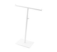 rockible Espositore per Borse Sciarpa, Porta Borse da Terra Regolabile di 35-60 Cm, Appendiabiti a Forma di T da Tavolo, Espositore Porta Gioielli per Moda, Collane, Bracciali, Portafogli, Bianco