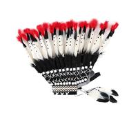 rockible Fascia per Capelli Indiana, Copricapo Indiano con Piume per spettacoli di Danza e Cosplay, Nero Rosso