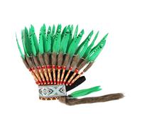 rockible Fascia per Capelli Indiana, Copricapo Indiano con Piume per spettacoli di Danza e Cosplay, Verde Bianco