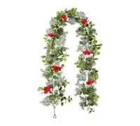 rockible Ghirlanda di pino artificiale natalizio, decorazioni natalizie, ghirlanda di verde invernale con bacche rosse per le feste