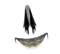 rockible Gonna di Danza della Pancia Dance Wrap Belly Dance Costume Belly Dance Dance Hip Belt And Head Scarf for Clubom Ballroom Party, Nero