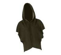 rockible Mantello di Halloween, Mantello Medievale, della Morte, Ruolo, Spettacolo, Cappuccio Sinistro per Adulti, da Strega in Maschera, Verde Scuro