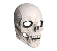 rockible Maschera Da Scheletro Realistica con Mascella Mobile per Costume di Halloween Da Esterno, Bianco, 22 cm x 30 cm x 23 cm
