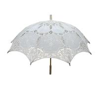 rockible Ombrello in Pizzo Bianco, Ombrello Da Sposa Retrò, Ombrello Da Donna con Manico, Ombrello Da Donna per Costume, Oggetti di Scena per Foto, Tea Party,