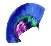 rockible Parrucca arcobaleno, parrucca da rocker colorata per spettacoli teatrali in maschera, Blu