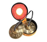 rockible Piatti Tibetani Tingsha, Simboli Buddisti Tingsha, Ottone Portatile con Custodia, Da Meditazione Fatte a Mano Da 6,5 Cm, stile b
