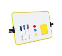 rockible Piccola lavagna bianca con supporto, lavagna per messaggi, leggera, bifacciale, formato A4, portatile, cancellabile a secco, per appunti di riunioni, Giallo