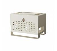 rockible Router Storage Shelf Scatola Porta Router Ripiano Organizer Box Gestione Frontale Intrecciato Traspirante in Plastica per Dissipazione Del Calore Adatta per Salotto Studio Libreria, Bianco
