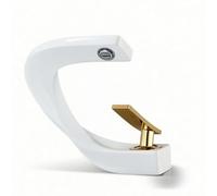 rockible Rubinetto Bagno Lavabo Miscelatore Monocomando Bocca Piatta Rame Aeratore Foro Singolo Adatto a Bagno Moderno Casa Appartamento Hotel Rinnovo, Bianco + Maniglia Dorata