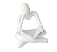 rockible Scultura di Figura Umana da Tavolo in Resina da Collezione in Pensatore Astratto per La Decorazione del Partito, Bianco