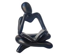 rockible Scultura di Figura Umana da Tavolo in Resina da Collezione in Pensatore Astratto per La Decorazione del Partito, Nero